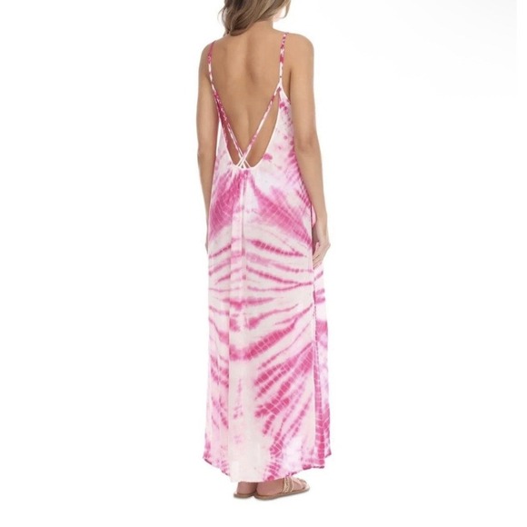 Raviya Women's Pink Swim Cover Up Tie-Dye Maxi Dress Size L NWT - Picture 2 of 3